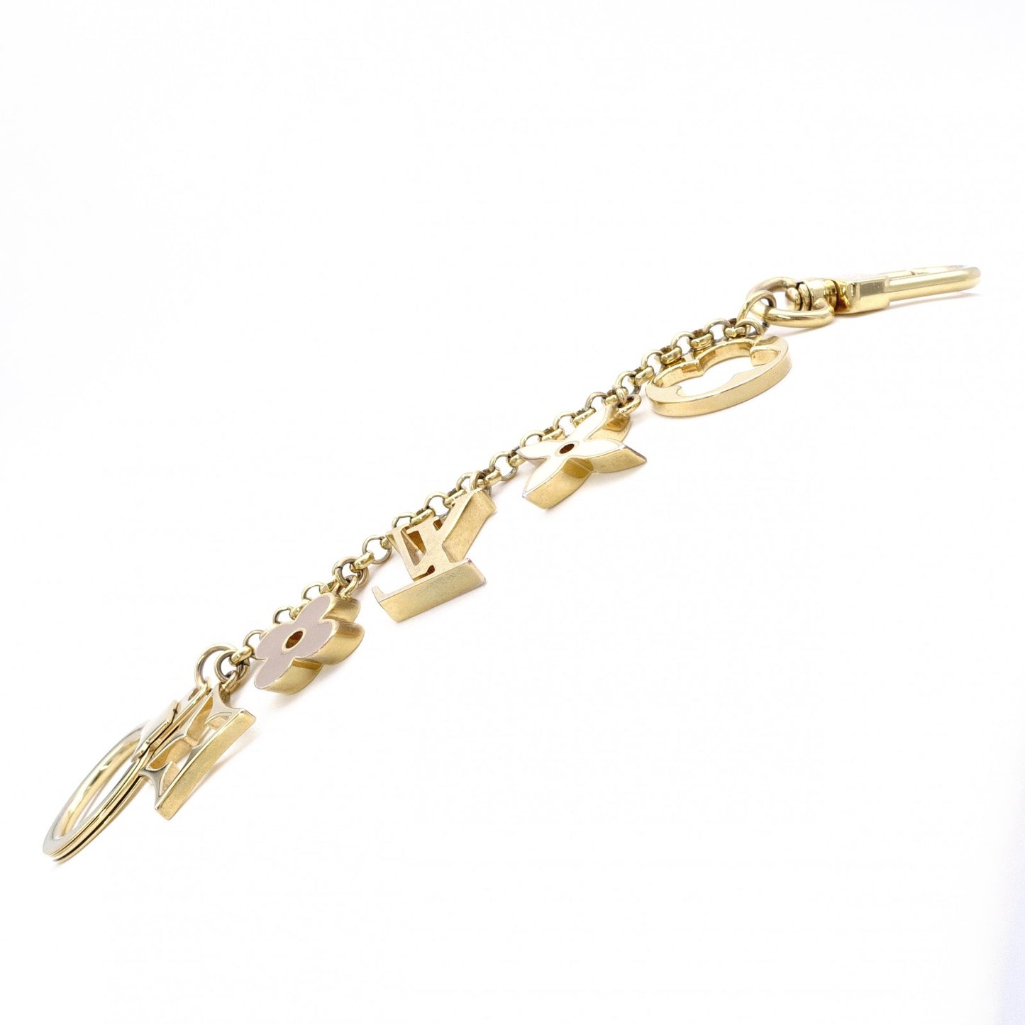 LOUIS VUITTON Monogram Fleur de Monogram Charm, Metal, Gold