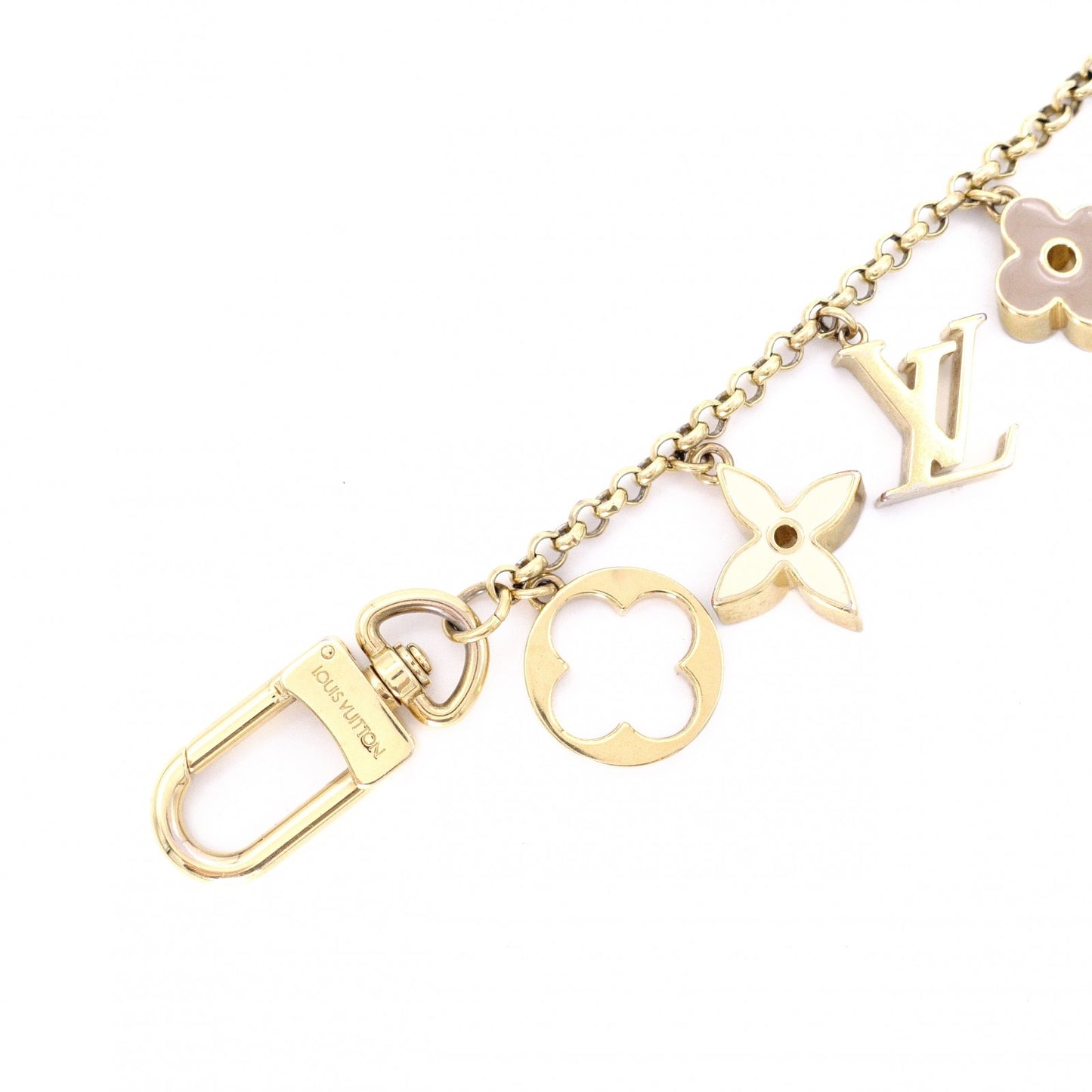 LOUIS VUITTON Monogram Fleur de Monogram Charm, Metal, Gold
