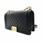 CHANEL Boy Chanel Medium Quilted Black Lambskin Shoulder Bag with Gold Hardware R8011034