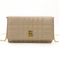 Burberry Laura TB Logo Chain Shoulder Bag Beige Leather Gold Hardware 7-11-606
