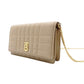 Burberry Laura TB Logo Chain Shoulder Bag Beige Leather Gold Hardware 7-11-606