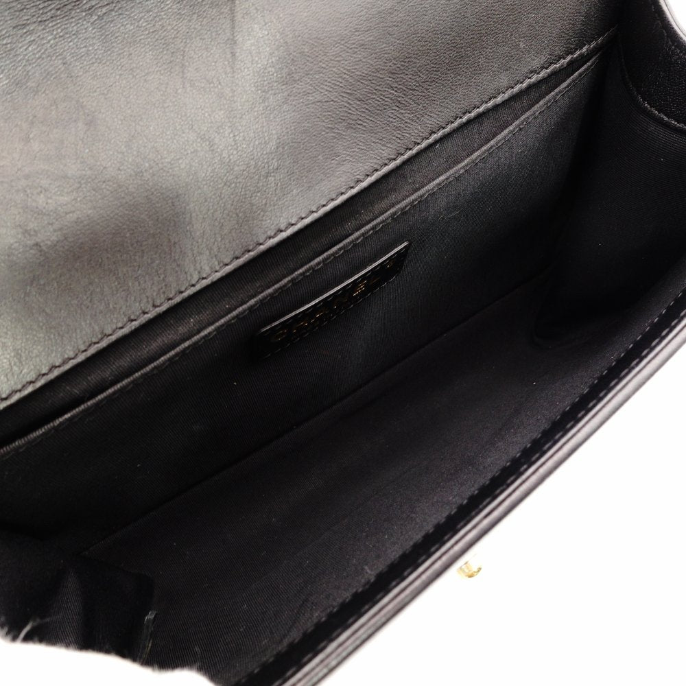 CHANEL Boy Chanel Medium Quilted Black Lambskin Shoulder Bag with Gold Hardware R8011034