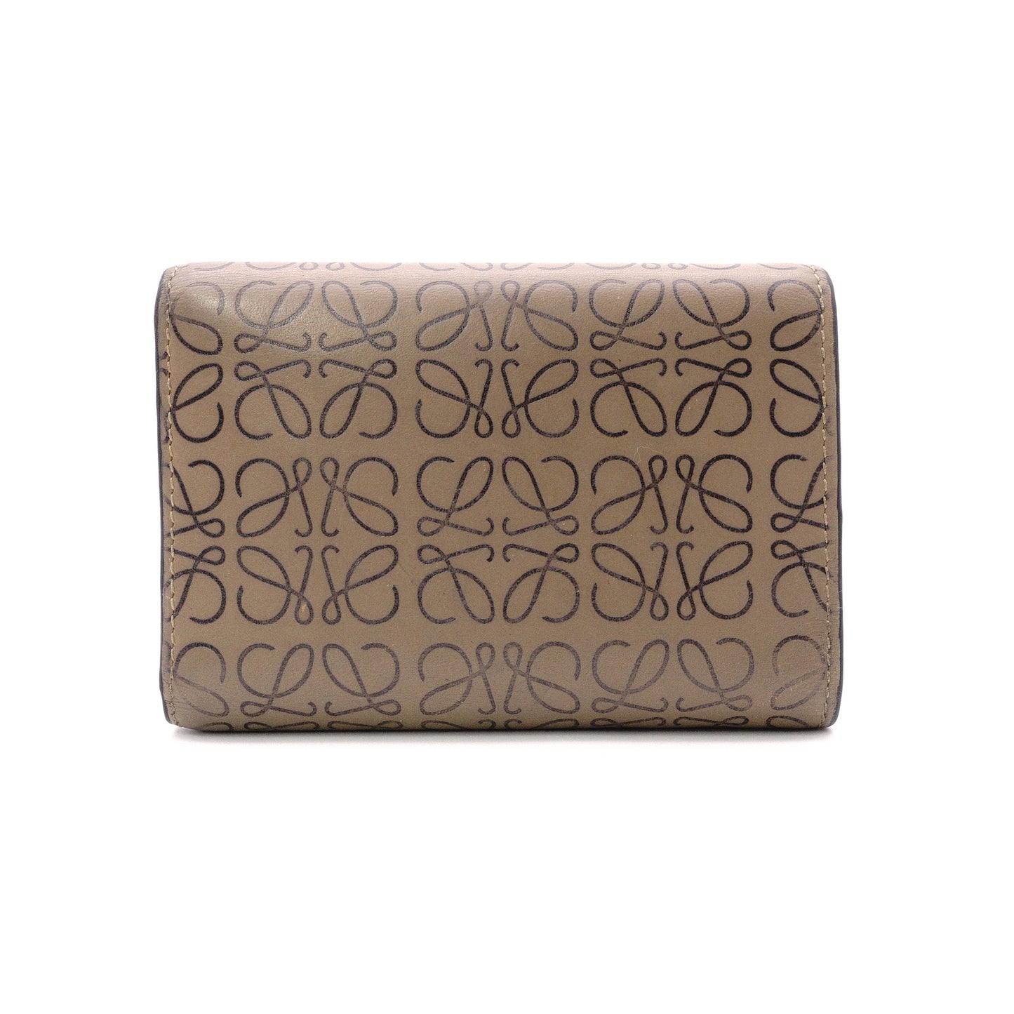 LOEWE Repeat Anagram Tri-fold Wallet, Leather, Brown, Wallet, Logo, Black