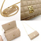 Burberry Laura TB Logo Chain Shoulder Bag Beige Leather Gold Hardware 7-11-606