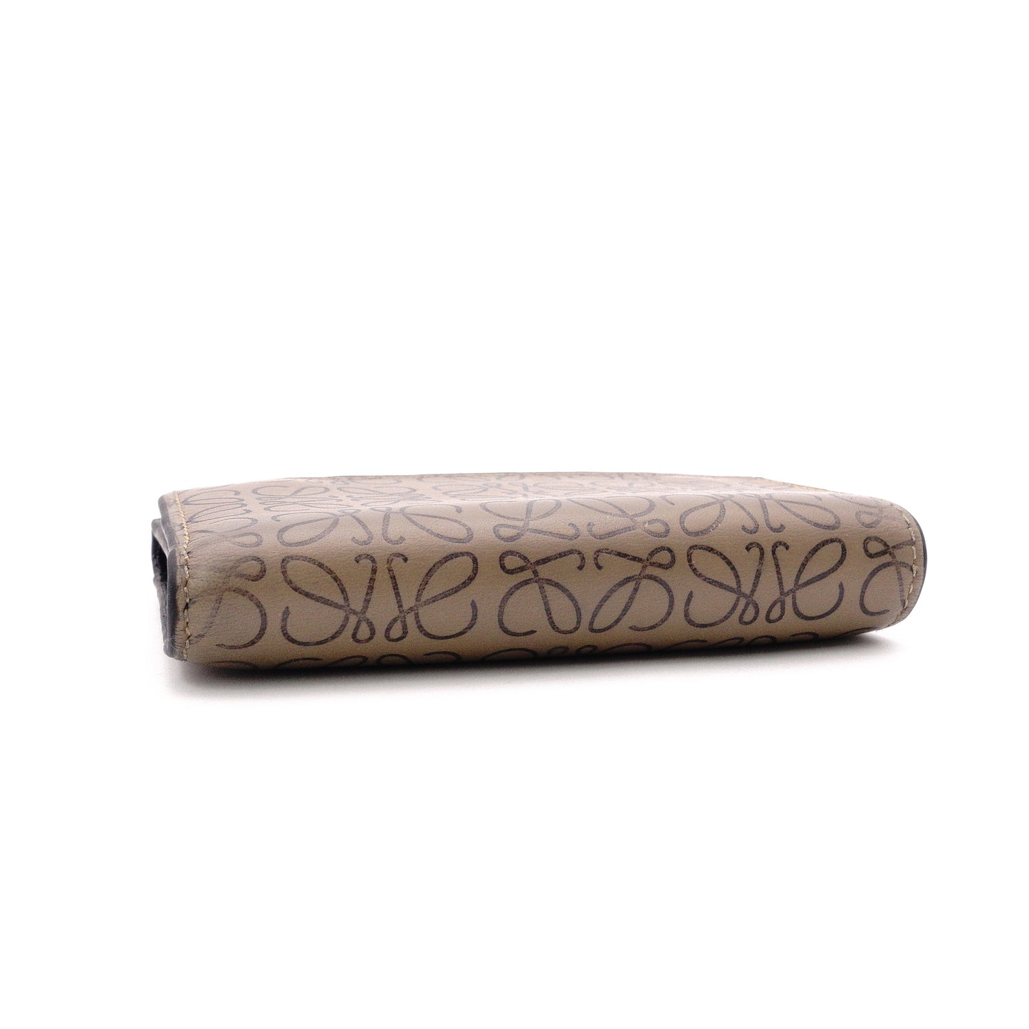 LOEWE Repeat Anagram Tri-fold Wallet, Leather, Brown, Wallet, Logo, Black