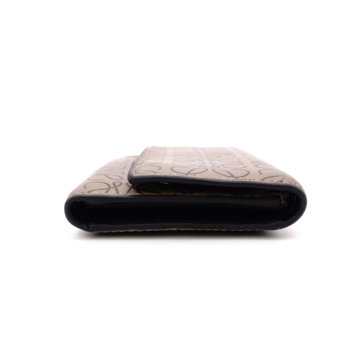 LOEWE Repeat Anagram Tri-fold Wallet, Leather, Brown, Wallet, Logo, Black