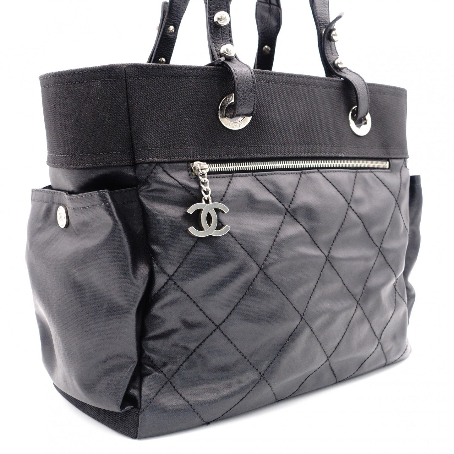 CHANEL Tote Bag GM Paris-Biarritz Handbag, Leather and Canvas, Black