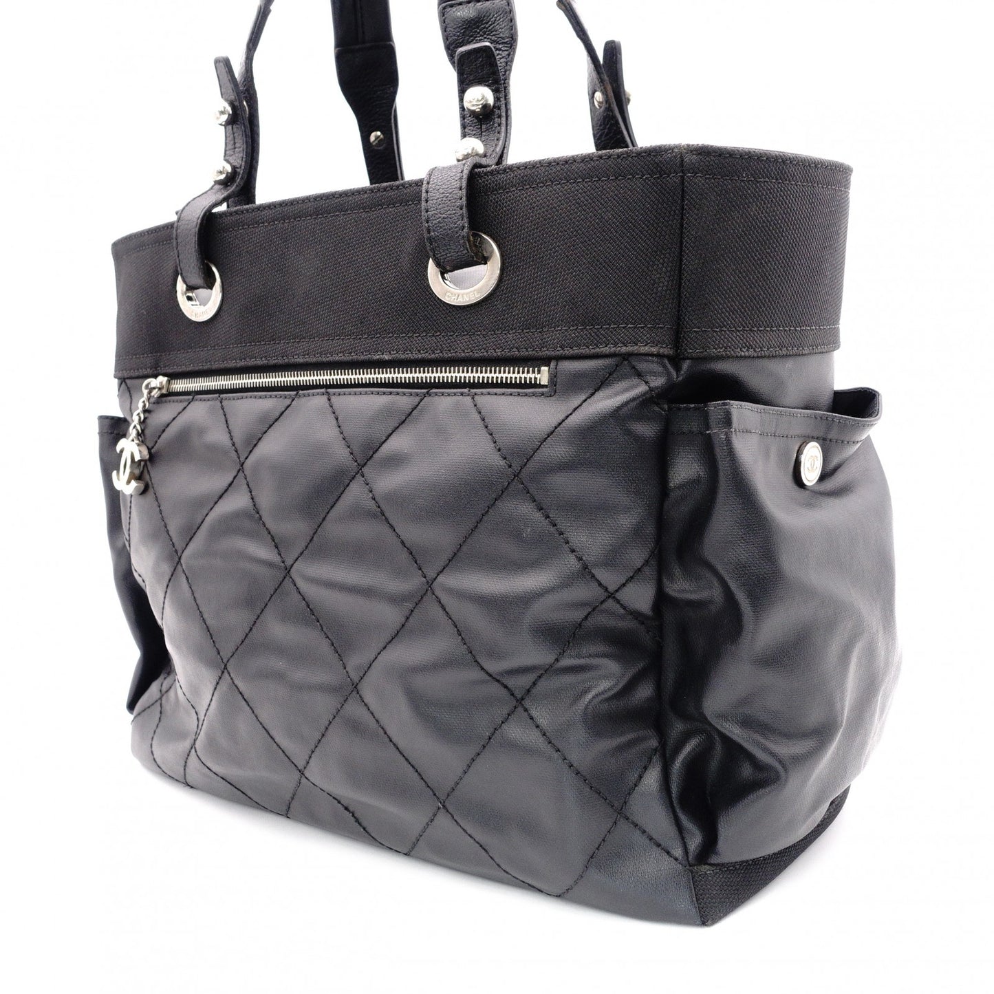 CHANEL Tote Bag GM Paris-Biarritz Handbag, Leather and Canvas, Black