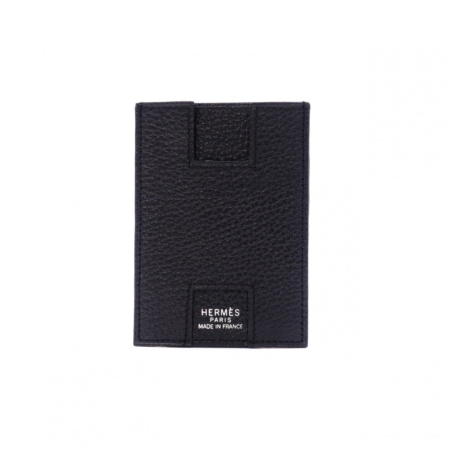 HERMES Rodling Card Case, Leather, Black, Business Card Holder, Black, H Logo, Men's