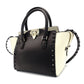 Valentino Garavani Rock Stud 2-Way Handbag Black × White Leather Black 7-7-312