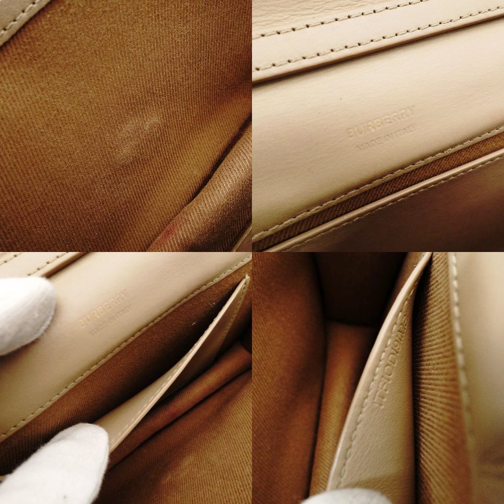 Burberry Laura TB Logo Chain Shoulder Bag Beige Leather Gold Hardware 7-11-606