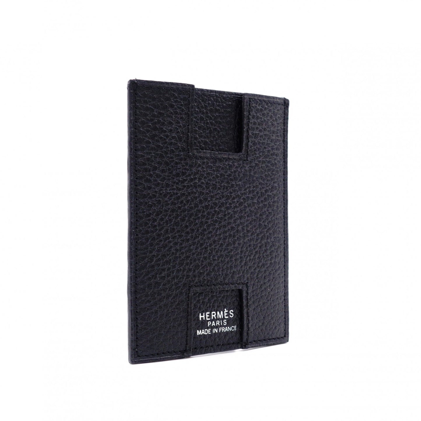 HERMES Rodling Card Case, Leather, Black, Business Card Holder, Black, H Logo, Men's