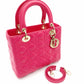 Christian Dior Lady Dior Handbag Pink Leather 2-Way Shoulder Gold Hardware Cannage R801703