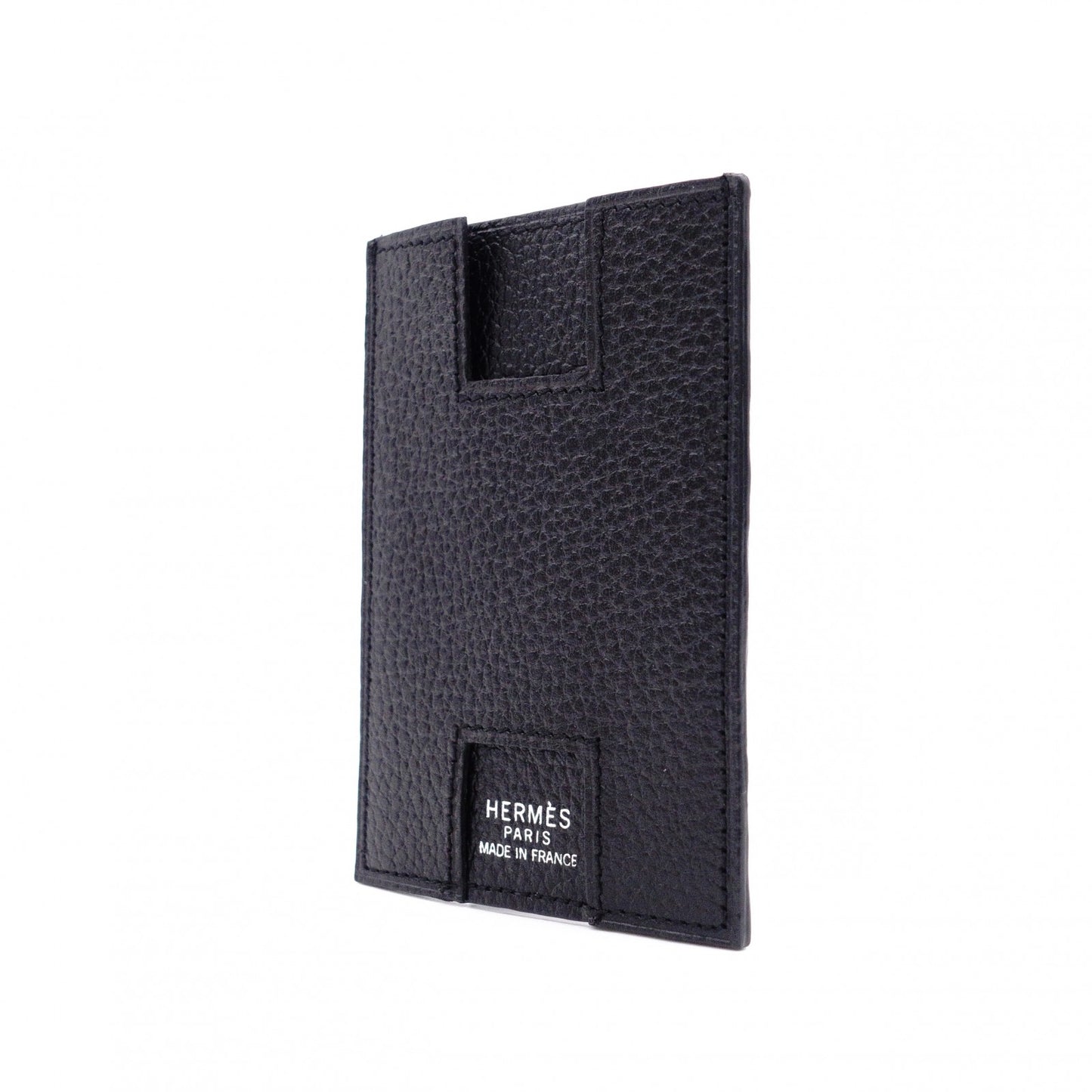 HERMES Rodling Card Case, Leather, Black, Business Card Holder, Black, H Logo, Men's