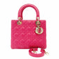 Christian Dior Lady Dior Handbag Pink Leather 2-Way Shoulder Gold Hardware Cannage R801703