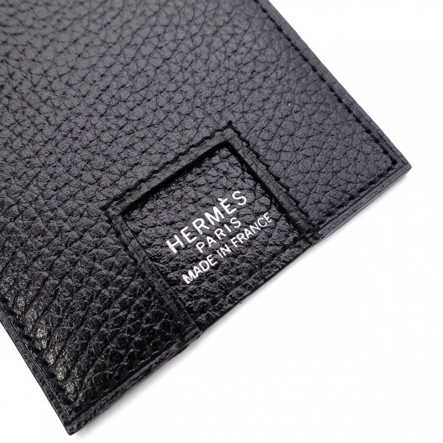 HERMES Rodling Card Case, Leather, Black, Business Card Holder, Black, H Logo, Men's