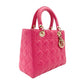 Christian Dior Lady Dior Handbag Pink Leather 2-Way Shoulder Gold Hardware Cannage R801703