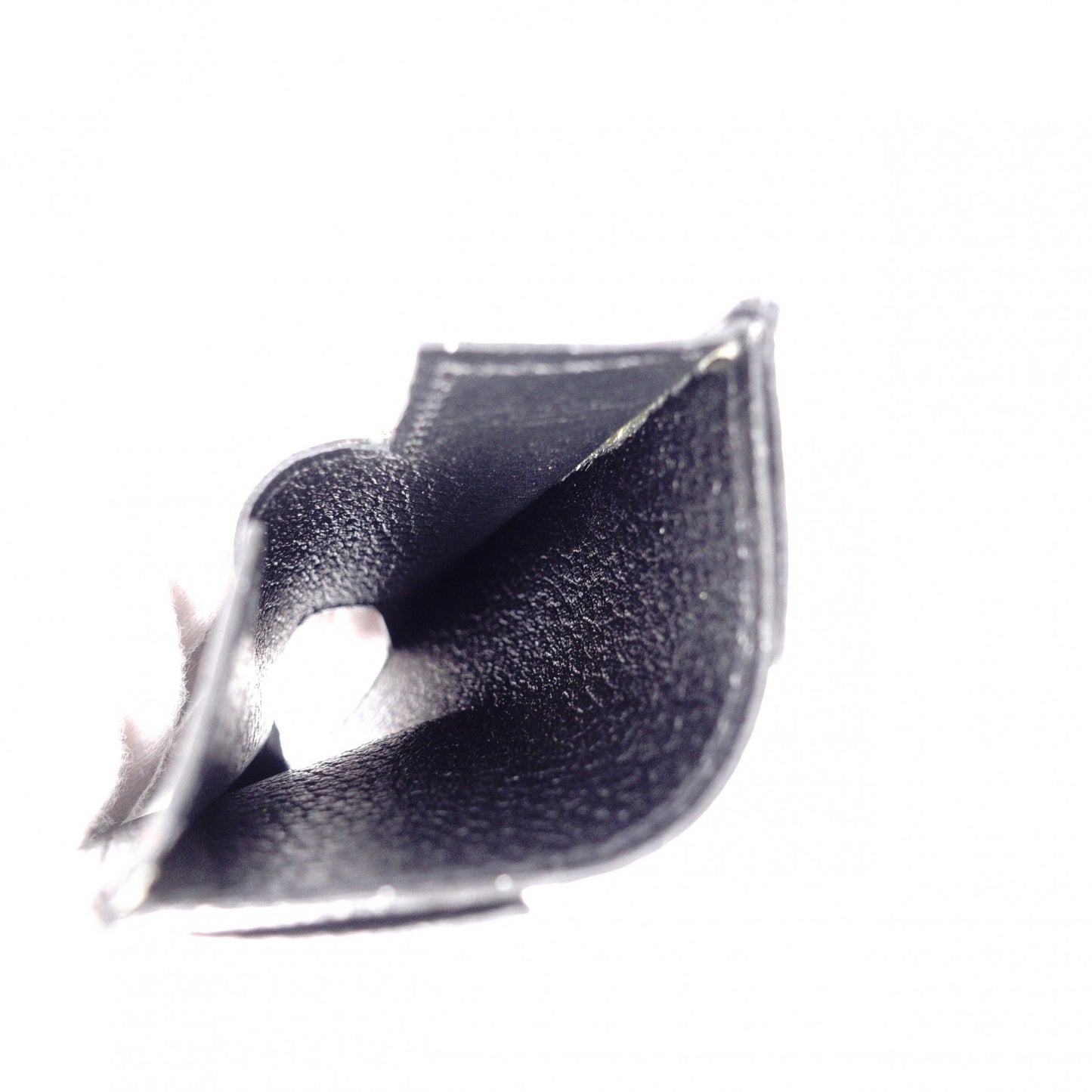 HERMES Rodling Card Case, Leather, Black, Business Card Holder, Black, H Logo, Men's