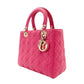 Christian Dior Lady Dior Handbag Pink Leather 2-Way Shoulder Gold Hardware Cannage R801703