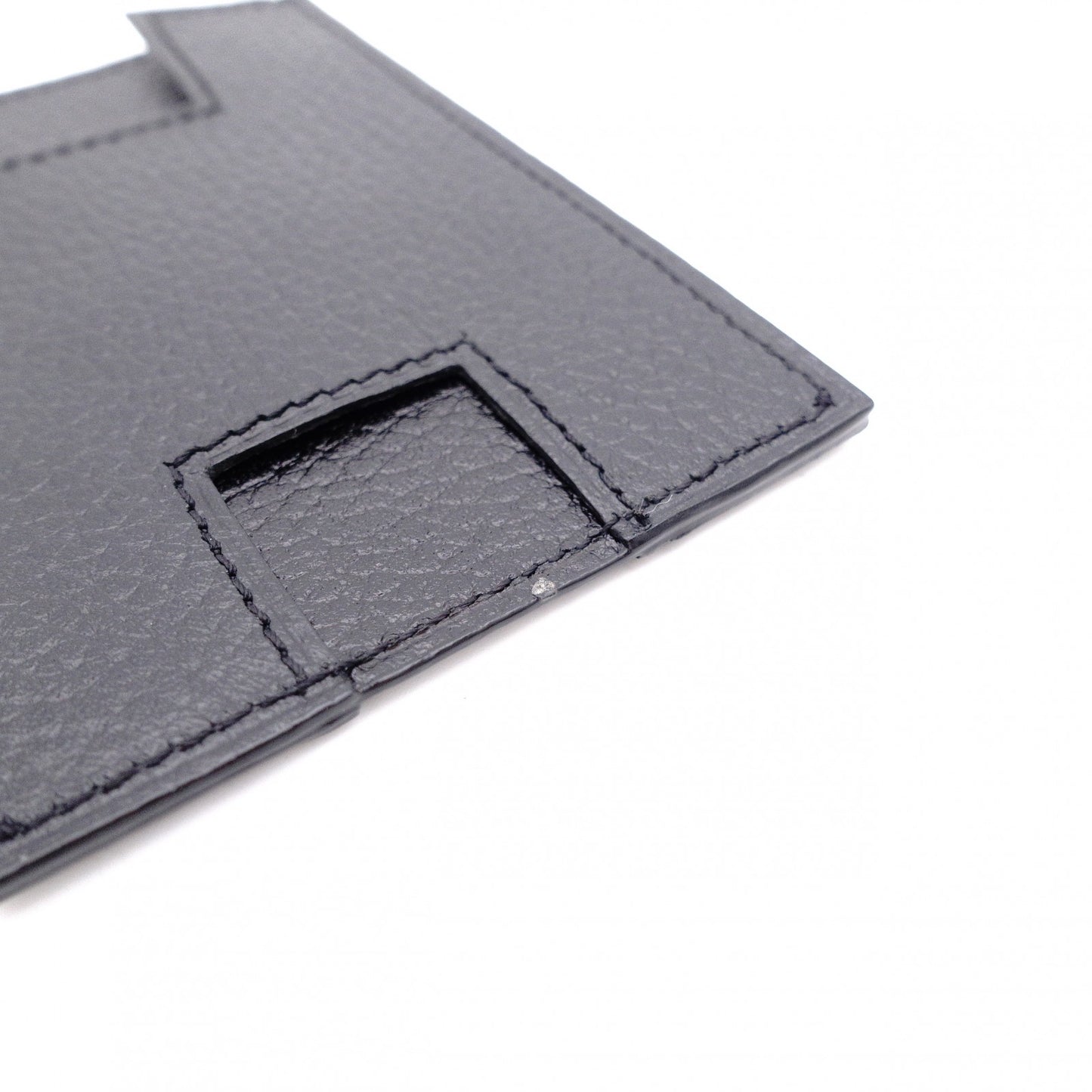 HERMES Rodling Card Case, Leather, Black, Business Card Holder, Black, H Logo, Men's