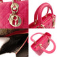 Christian Dior Lady Dior Handbag Pink Leather 2-Way Shoulder Gold Hardware Cannage R801703