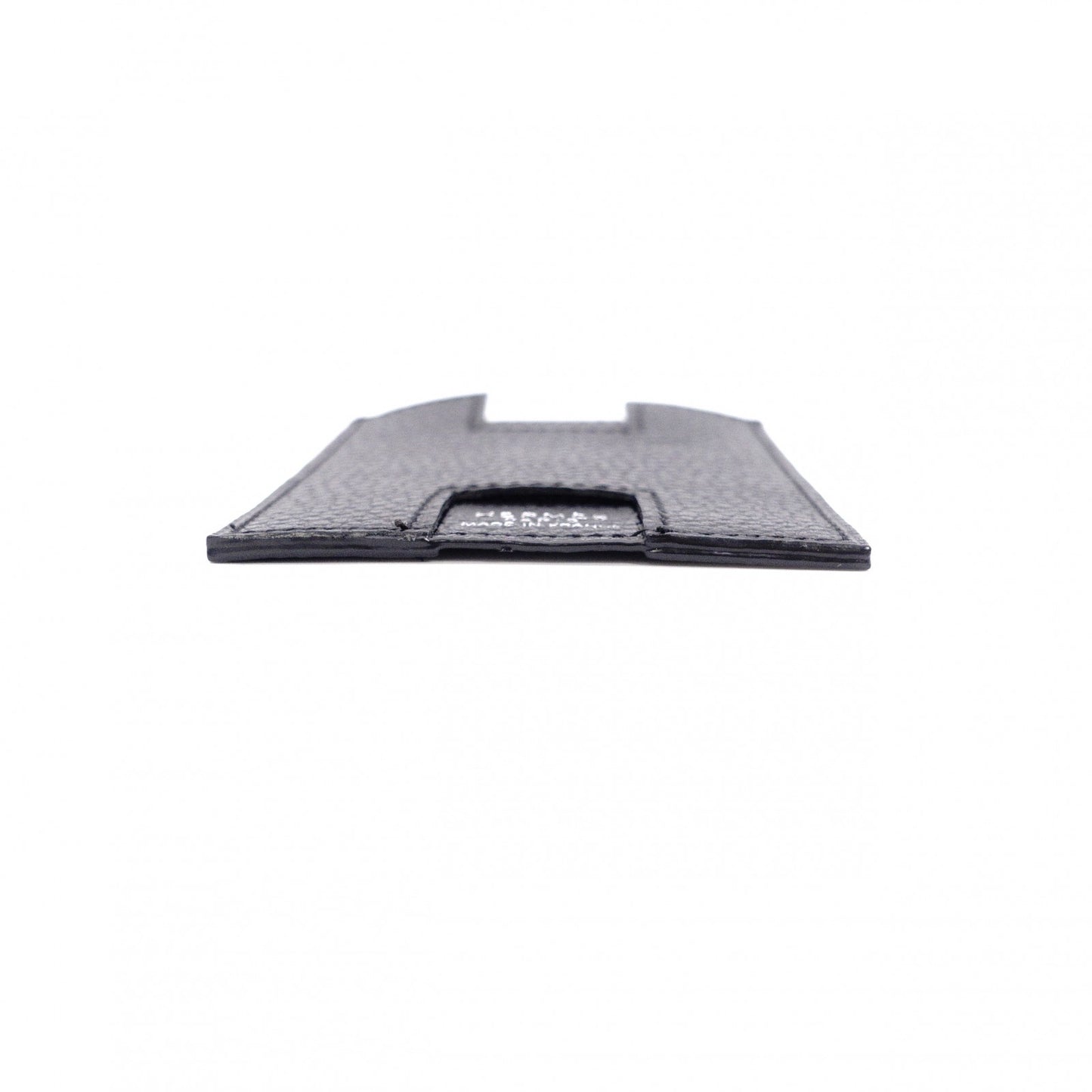 HERMES Rodling Card Case, Leather, Black, Business Card Holder, Black, H Logo, Men's