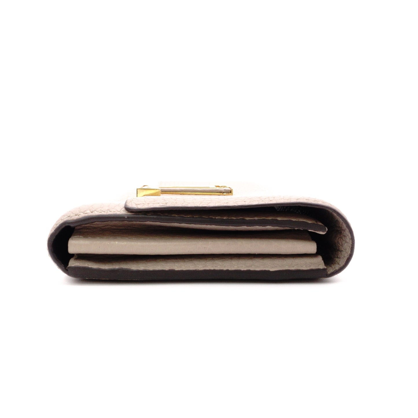LOUIS VUITTON Portofolio Capucines Long Wallet, Leather, Beige, LV Gold Hardware