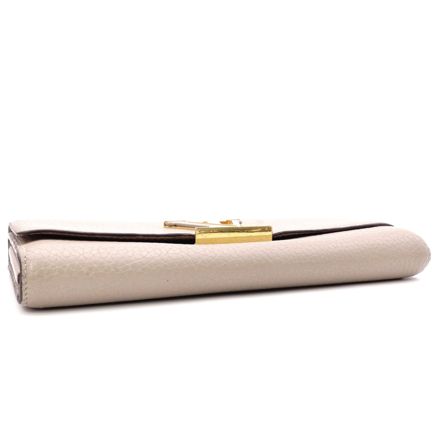 LOUIS VUITTON Portofolio Capucines Long Wallet, Leather, Beige, LV Gold Hardware