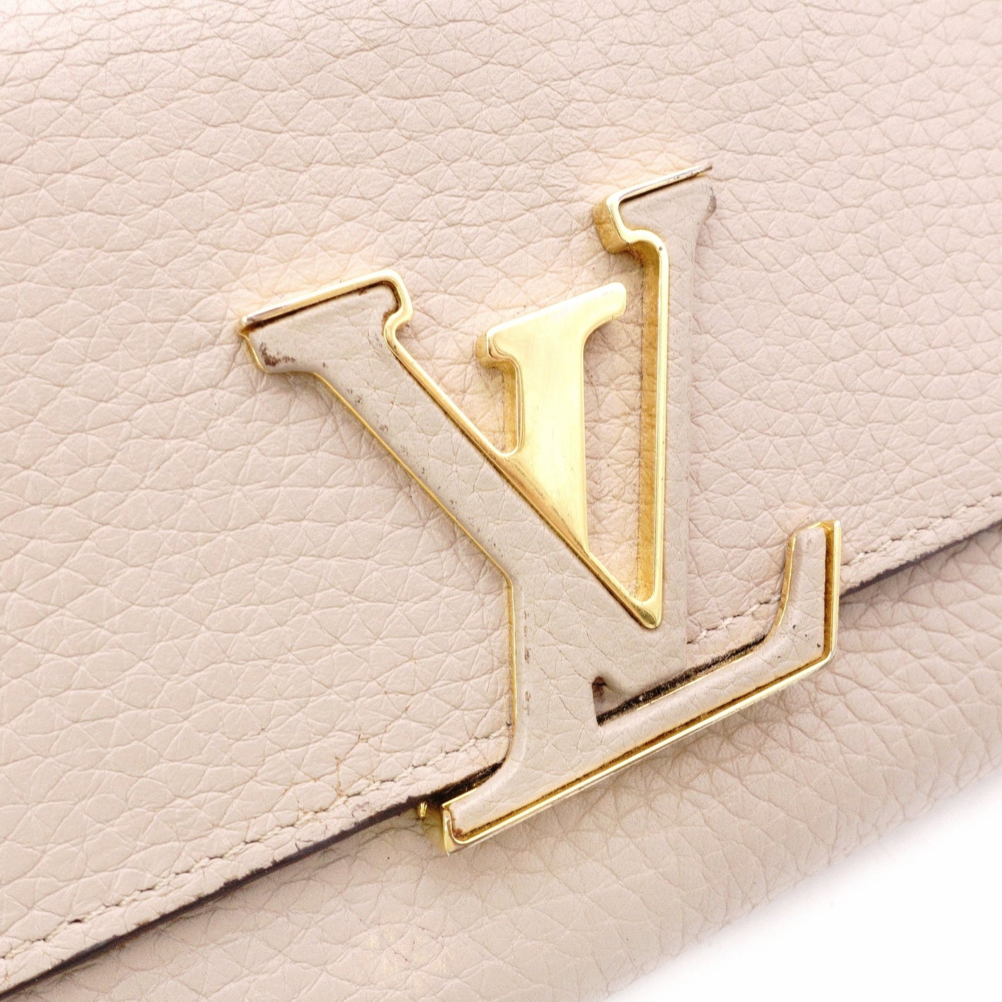 LOUIS VUITTON Portofolio Capucines Long Wallet, Leather, Beige, LV Gold Hardware