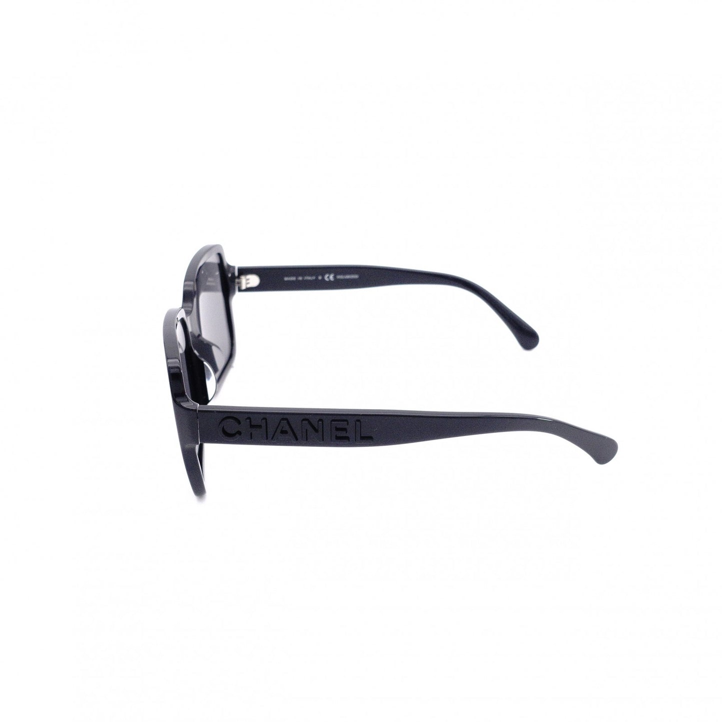 CHANEL Sunglasses, Plastic, Black, with Logo, Comes with Case