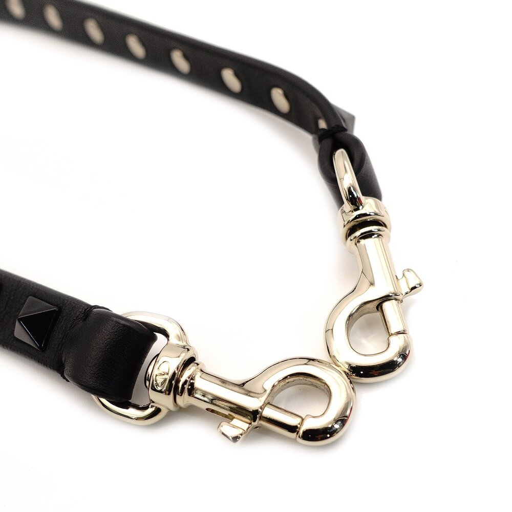 Valentino Garavani Rock Stud 2-Way Handbag Black × White Leather Black 7-7-312