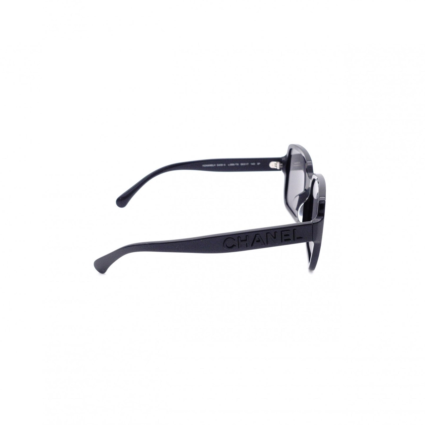 CHANEL Sunglasses, Plastic, Black, with Logo, Comes with Case