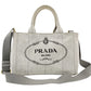 PRADA Canapa Small Handbag Gray 2-Way Canvas Shoulder Bag Gold Hardware R8020014