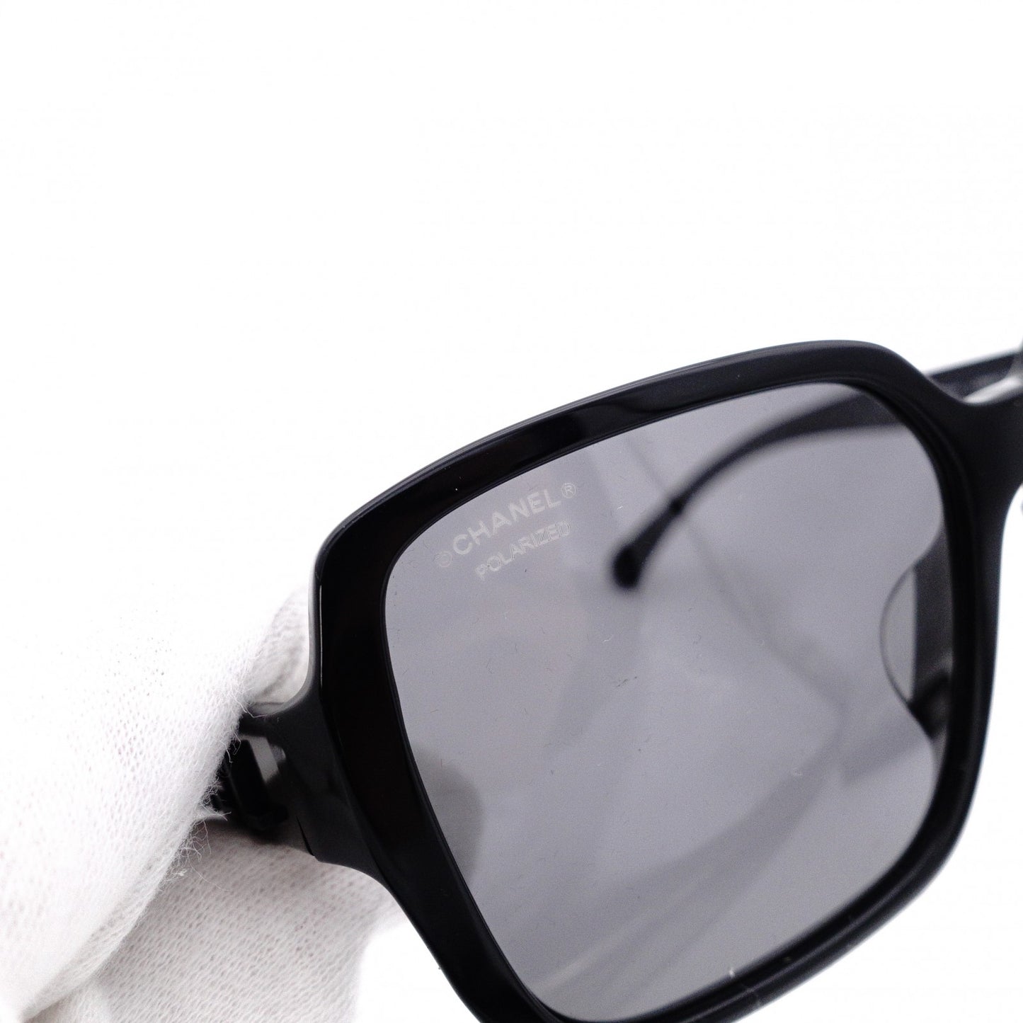 CHANEL Sunglasses, Plastic, Black, with Logo, Comes with Case