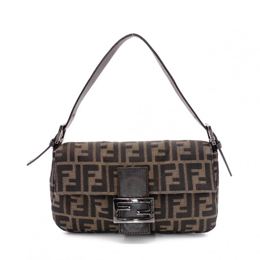 FENDI Mamma Bucket Zucca Shoulder Bag, Canvas, Brown, Logo