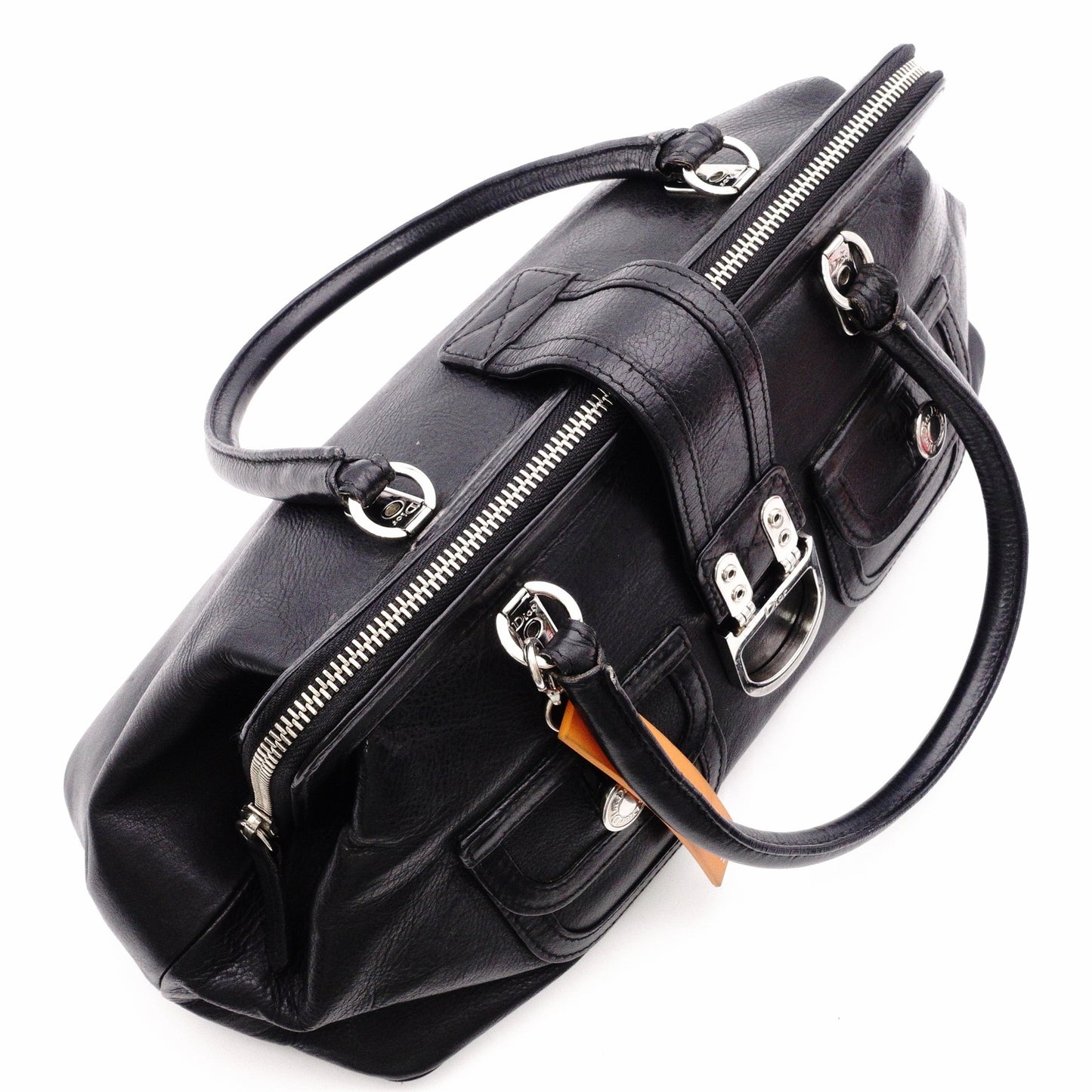 Christian Dior Flightline Shoulder Bag, Leather, Black, Tote, Silver Hardware, CD