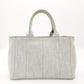 PRADA Canapa Small Handbag Gray 2-Way Canvas Shoulder Bag Gold Hardware R8020014