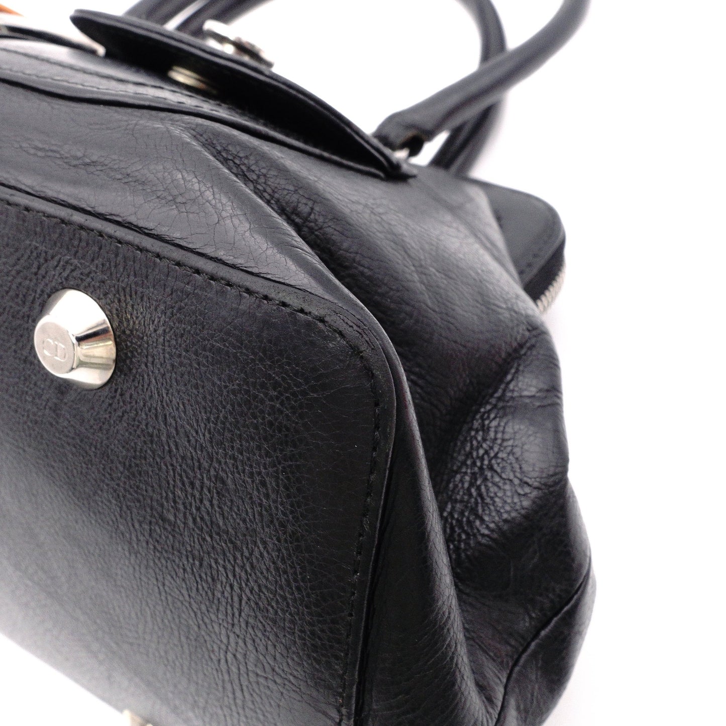 Christian Dior Flightline Shoulder Bag, Leather, Black, Tote, Silver Hardware, CD