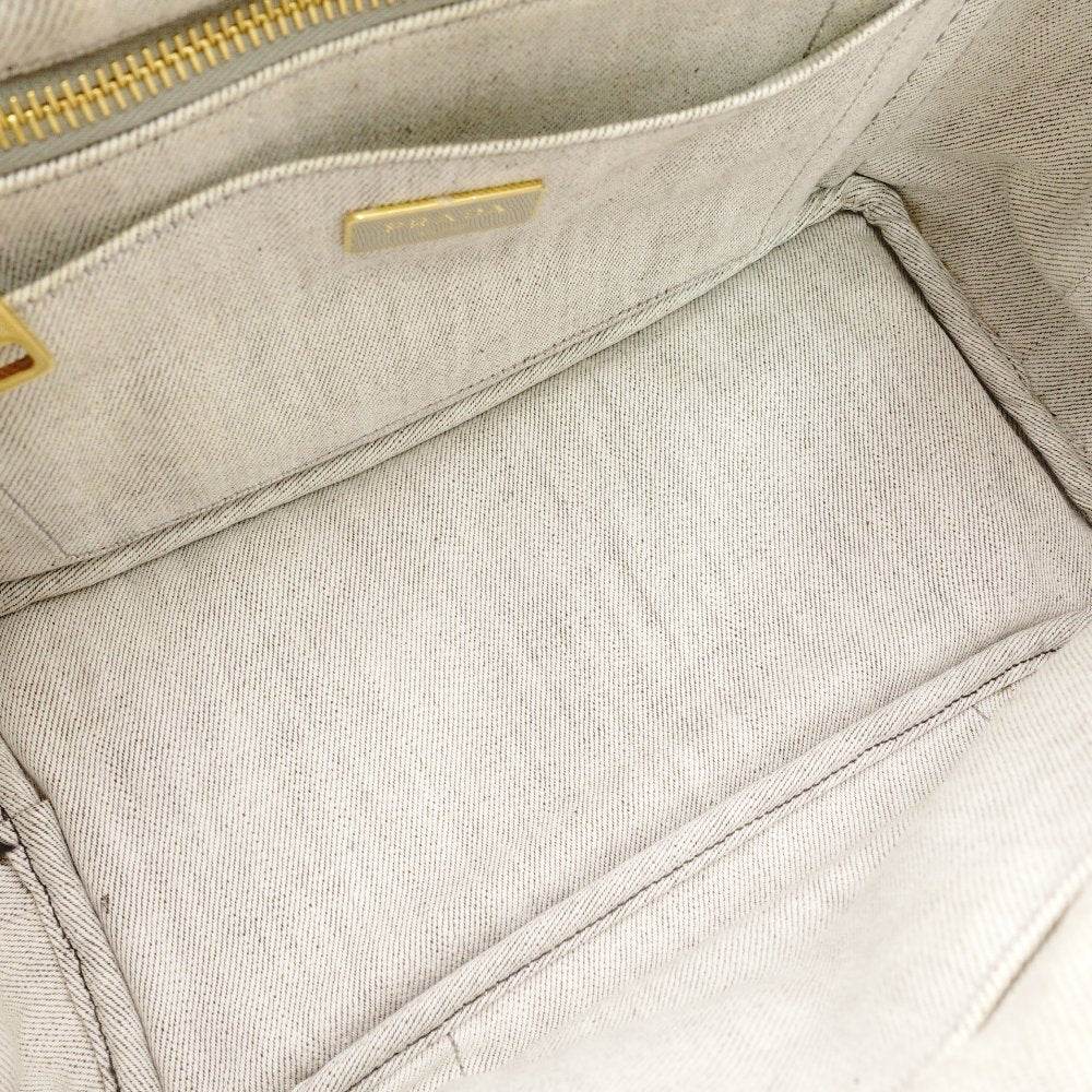 PRADA Canapa Small Handbag Gray 2-Way Canvas Shoulder Bag Gold Hardware R8020014