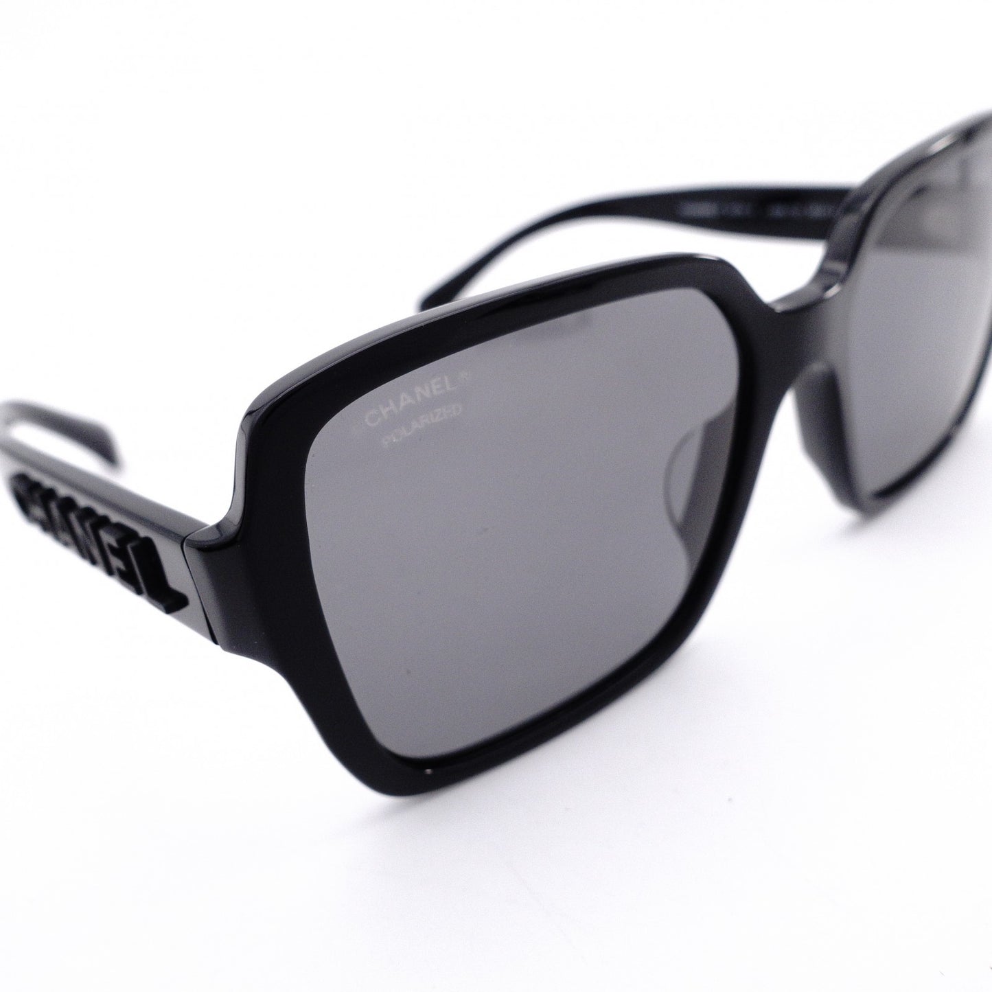 CHANEL Sunglasses, Plastic, Black, with Logo, Comes with Case