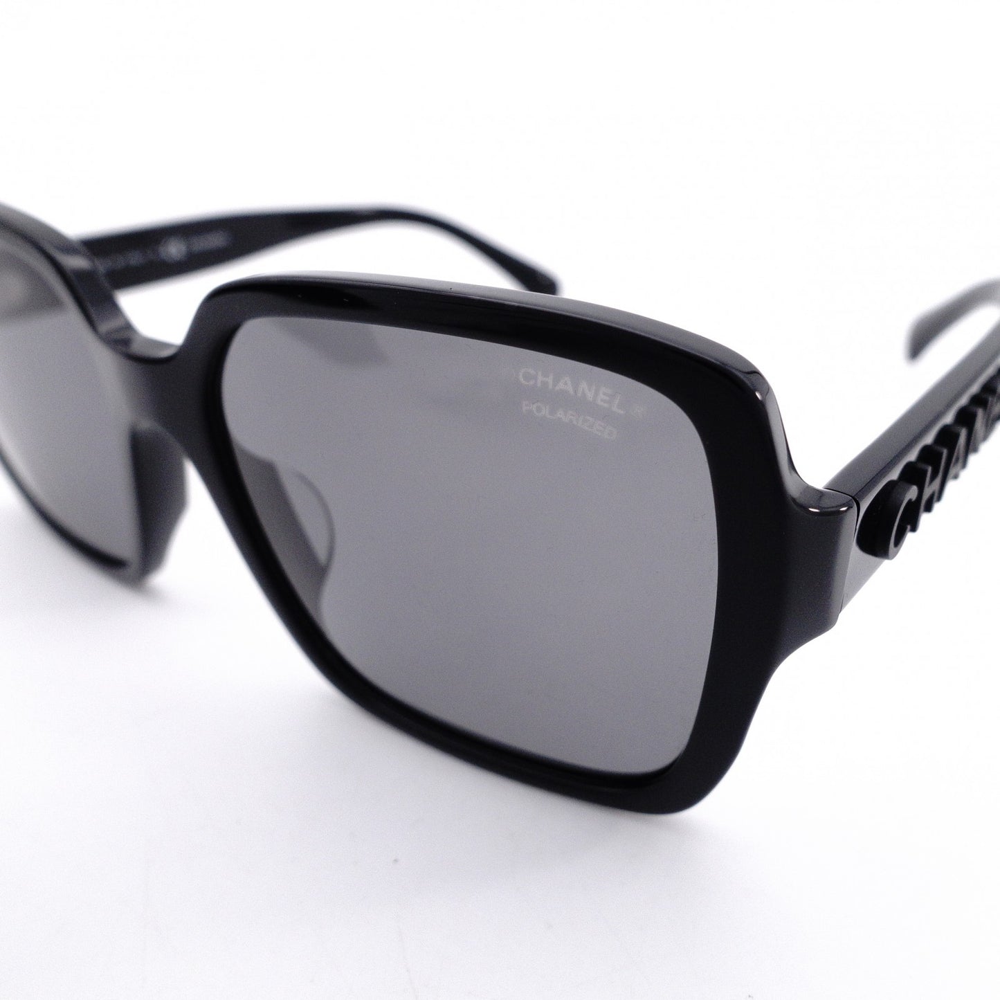 CHANEL Sunglasses, Plastic, Black, with Logo, Comes with Case