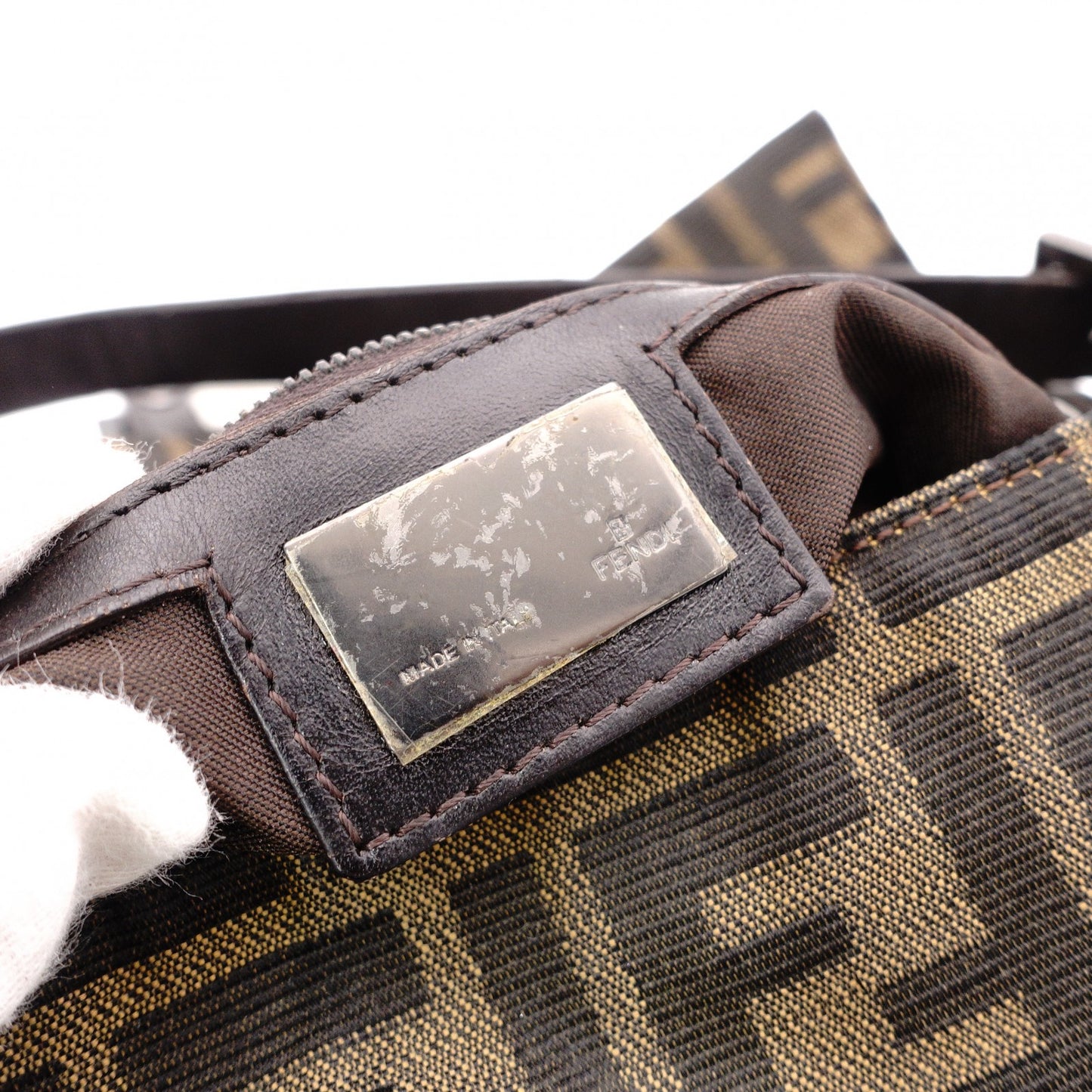 FENDI Mamma Bucket Zucca Shoulder Bag, Canvas, Brown, Logo