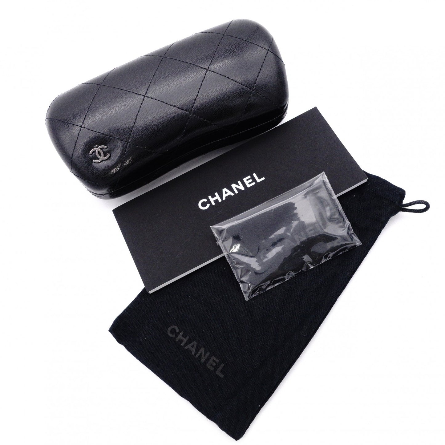 CHANEL Sunglasses, Plastic, Black, with Logo, Comes with Case