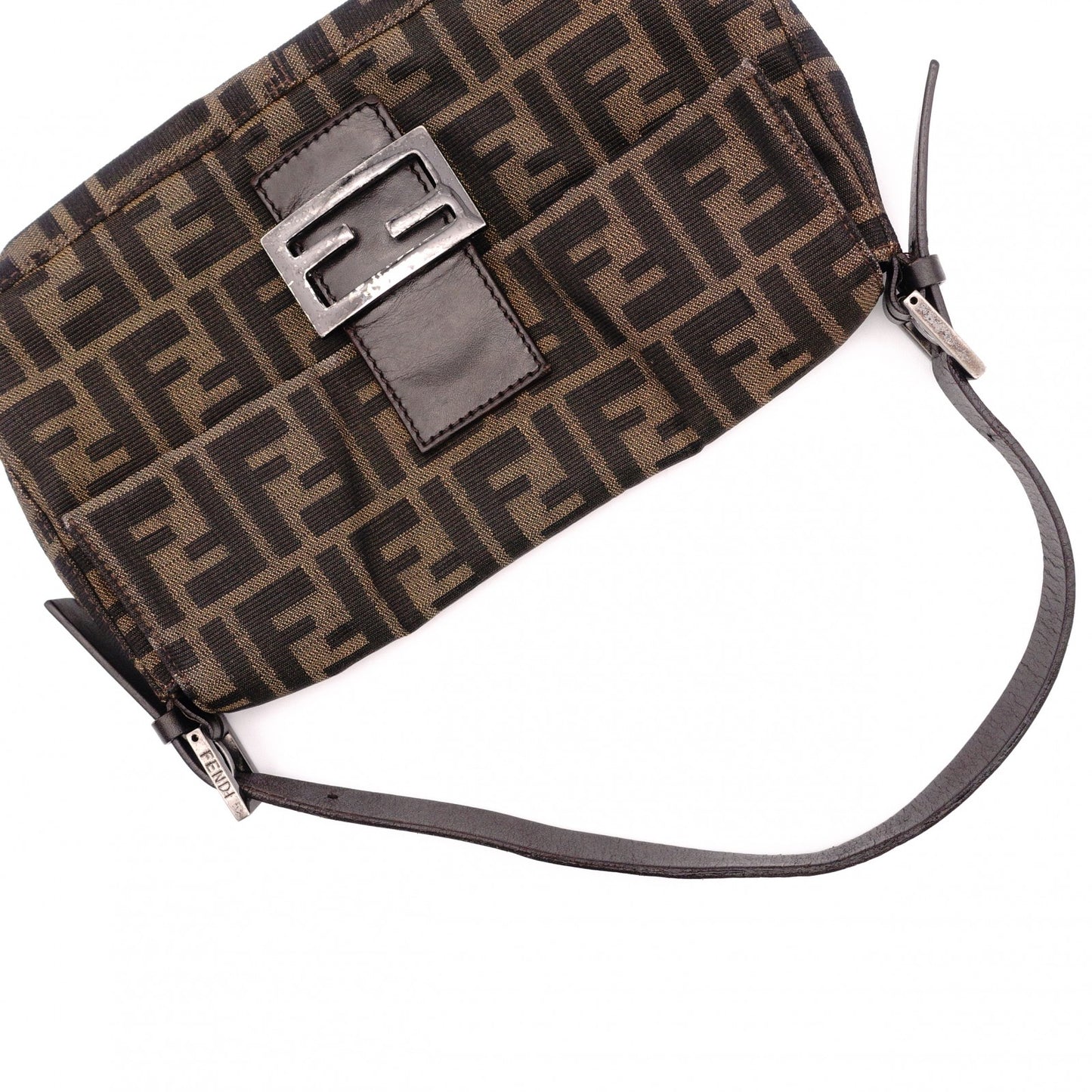 FENDI Mamma Bucket Zucca Shoulder Bag, Canvas, Brown, Logo