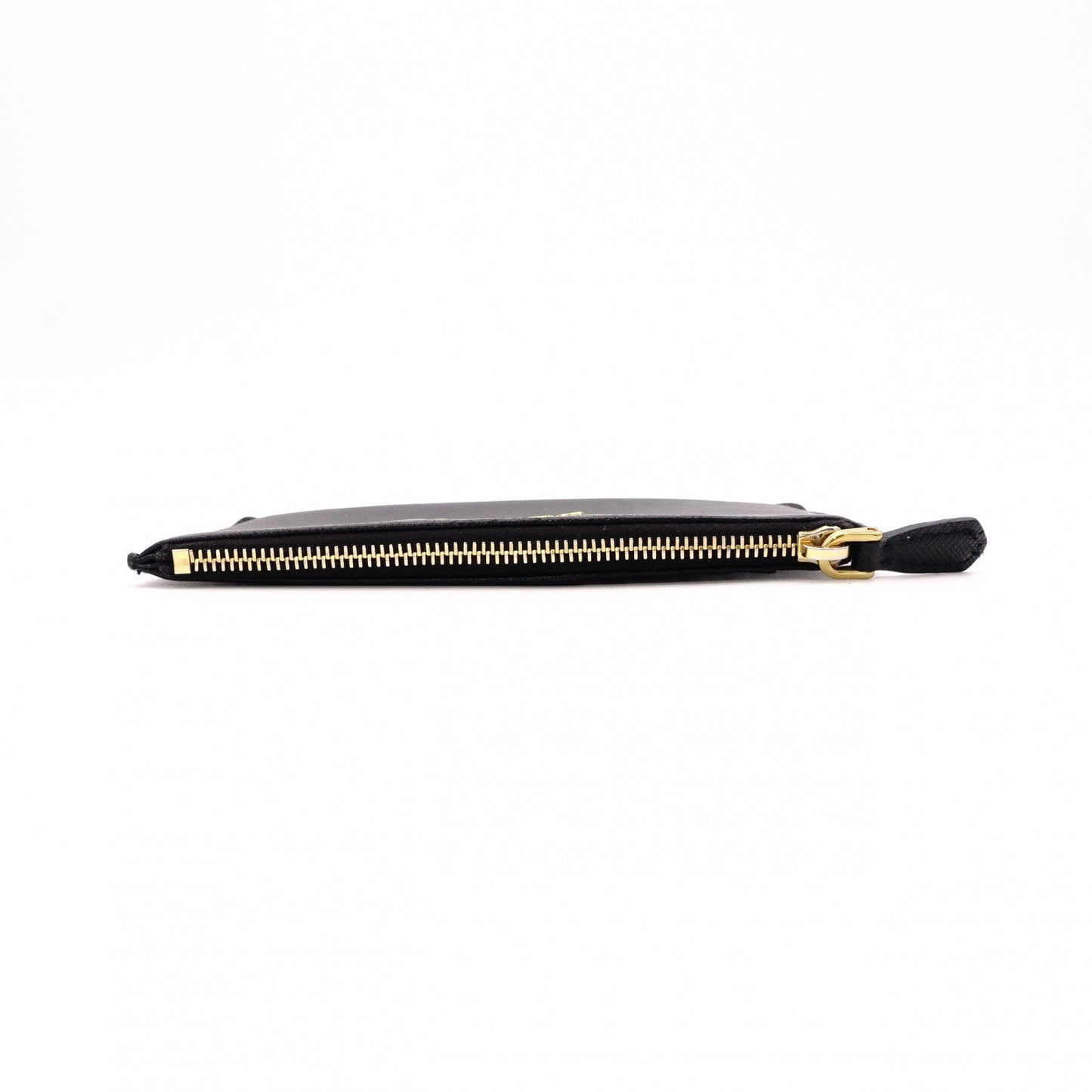 PRADA Fragment Coin Purse, Saffiano Leather, Black with Gold Hardware