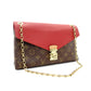 Louis Vuitton LOUIS VUITTON Monogram Parthénon Chain Shoulder Bag Crossbody Red × Brown PVC Leather 7-9-506