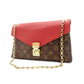 Louis Vuitton LOUIS VUITTON Monogram Parthénon Chain Shoulder Bag Crossbody Red × Brown PVC Leather 7-9-506