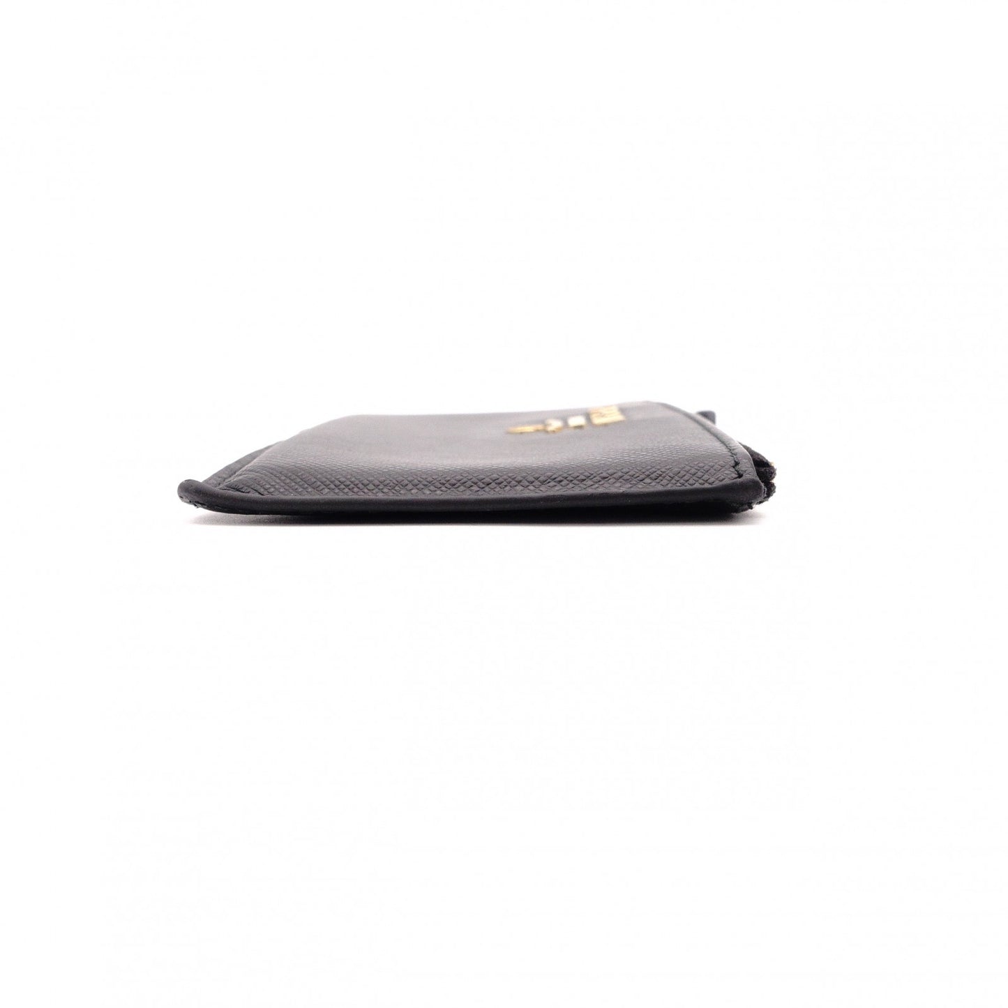 PRADA Fragment Coin Purse, Saffiano Leather, Black with Gold Hardware