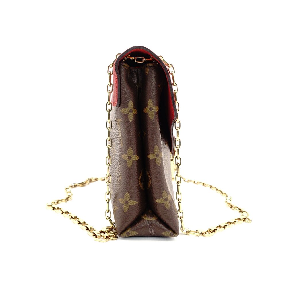 Louis Vuitton LOUIS VUITTON Monogram Parthénon Chain Shoulder Bag Crossbody Red × Brown PVC Leather 7-9-506