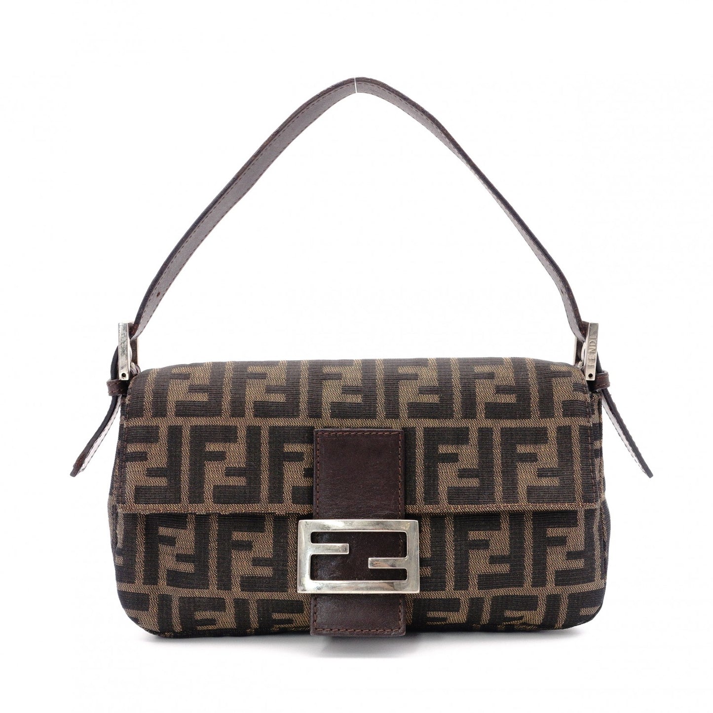 FENDI Mamma Bucket Zucca Shoulder Bag, Canvas and Leather, Brown